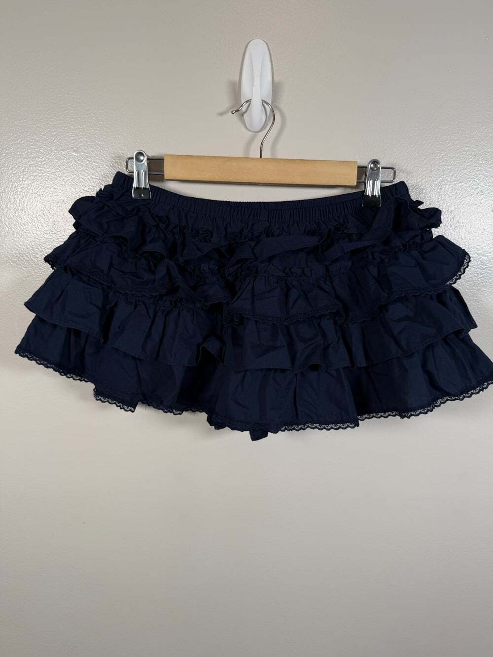 Aritzia Sunday Best Theo Poplin Ruffled Mini Skirt Skort Small Navy Coquette